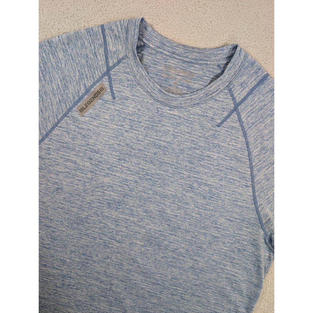 Legends Mens Blue Heathered Space Dye Short Sleeve Athletic T-Shirt Size M